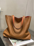 Reversible Full Grain Togo Leather Tote Bag | Two-Tone Everyday Carry Bag