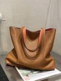 Reversible Full Grain Togo Leather Tote Bag | Two-Tone Everyday Carry Bag
