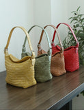 Handwoven Full Grain Leather Hobo Bag | Vintage Basketweave Shoulder & Crossbody Bag