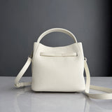 Luxury Pebbled Cowhide Leather Bucket Bag, Designer Crossbody with Twist Lock