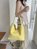Women's Handwoven Vegan Leather Hobo Tote Bag | Intrecciato Shoulder Bag | Two Sizes | Lightweight Everyday Handbag for Women