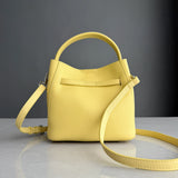 Luxury Pebbled Cowhide Leather Bucket Bag, Designer Crossbody with Twist Lock
