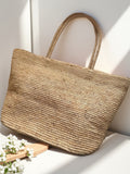 Natural raffia straw tote bag and complimentary scarf – handmade vacation beach bag gift set