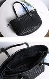 Handwoven Cowhide Leather Basket Tote Bag | Women's Shoulder Hobo Bag