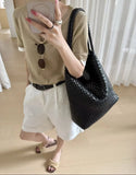 Women's Handwoven Vegan Leather Hobo Tote Bag | Intrecciato Shoulder Bag | Two Sizes | Lightweight Everyday Handbag for Women