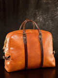 Vegetable Tanned Italian Full Grain Leather Travel Bag | Handcrafted Vintage Minimalist Business Duffel & Shoulder Bag