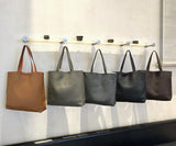 Reversible Full Grain Togo Leather Tote Bag | Two-Tone Everyday Carry Bag