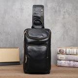 Men's Crazy Horse Leather Vintage Sling Bag — Handmade 3-Way Carry Chest / Shoulder / Backpack