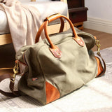 Waxed Canvas Leather Travel Duffle Bag | Men's Vintage Weekender & Overnight Bag