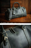 Men's Handmade FullGrain Leather Travel Duffel – Large Crazy Horse Leather Weekender | Carry-On Bag for Business, Camping & Short Trips