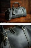 Men’s Full Grain Leather Travel Duffel, Large Crazy Horse Leather Carry-On Bag for Business, Leather Weekender, Camping & Short Trips
