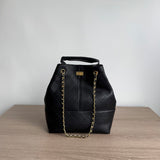 Quilted Lambskin and Suede Leather Chain Tote Bag | Women's Vintage Two-Tone Shoulder & Crossbody Bag