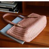 Handwoven Cowhide Leather Basket Tote Bag | Women's Shoulder Hobo Bag