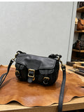 Vintage Distressed Leather Saddle Bag | Unisex Crossbody Shoulder Bag | Full Grain Cowhide Handbag