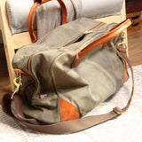 Waxed Canvas Leather Travel Duffle Bag | Men's Vintage Weekender & Overnight Bag