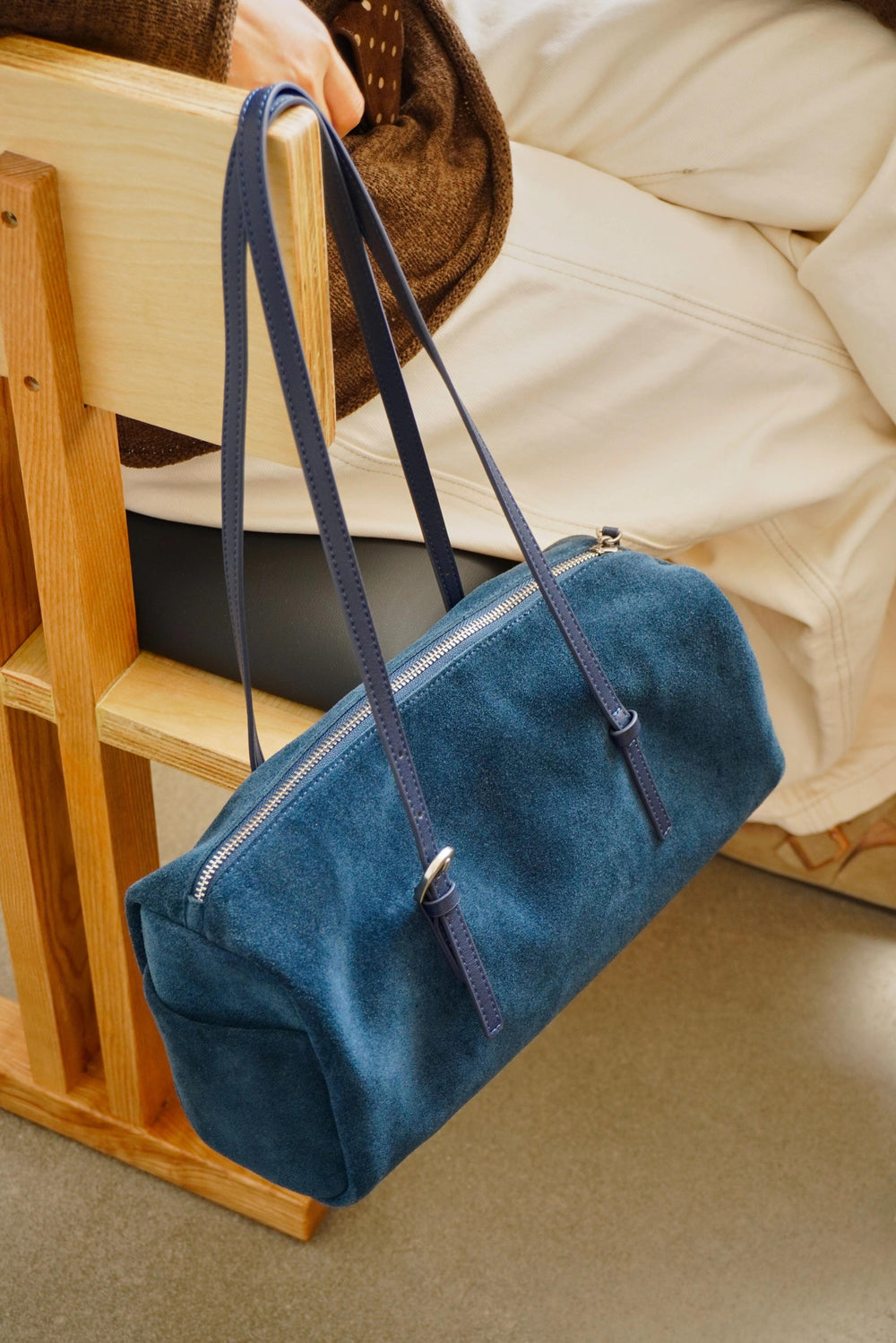Suede Baguette Bag for Women | Matte Cowhide Leather Shoulder & Hand Bag | Versatile Commuter Purse in Two Colors
