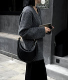 Braided Strap Lambskin Leather Hobo Bag | Handheld, Shoulder, and Crossbody Crescent Bag