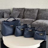 Cowhide Leather Knotted Intrecciato Shoulder Bag | Woven Handbag With Metal Buckle, Daily Fashion Designer Bag, Woven Shoulder Purse