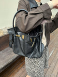 Handcrafted Water-Dyed Cowhide Leather Structured Tote Bag | Women's Vintage Old-Money Style Large Shoulder Bag