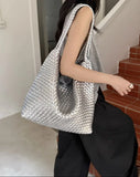 Women's Handwoven Vegan Leather Hobo Tote Bag | Intrecciato Shoulder Bag | Two Sizes | Lightweight Everyday Handbag for Women