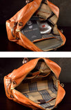 Vegetable Tanned Italian Full Grain Leather Travel Bag | Handcrafted Vintage Minimalist Business Duffel & Shoulder Bag