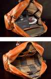 Vegetable Tanned Italian Full Grain Leather Travel Bag | Handcrafted Vintage Minimalist Business Duffel & Shoulder Bag