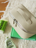 Premium Full-Grain Pebbled Leather Toiletry & Makeup Bag – Minimalist Design Travel-Ready Organiser For Women