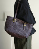 Handwoven Cowhide Leather Basket Tote Bag | Women's Shoulder Hobo Bag