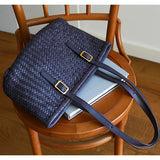 Handwoven Cowhide Leather Basket Tote Bag | Women's Shoulder Hobo Bag