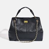 Quilted Lambskin and Suede Leather Chain Tote Bag | Women's Vintage Two-Tone Shoulder & Crossbody Bag