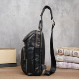 Men's Crazy Horse Leather Vintage Sling Bag — Handmade 3-Way Carry Chest / Shoulder / Backpack