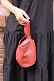 Vintage Leather Knot-Handle Bucket Bag | Handmade Soft Cowhide Mini Handbag