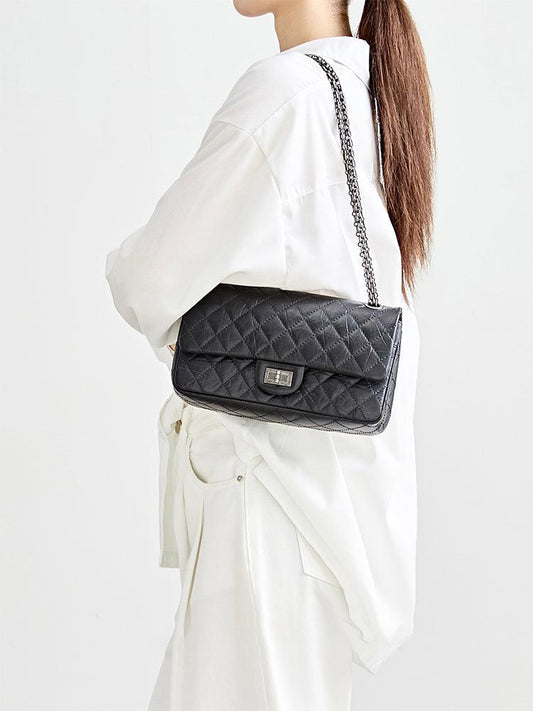 Classic Flap Bag Genuine Leather Shoulder Bag|Minimalist Quilted Evening Bag |Crossbody Bag, Lady Elegant Handbag, Fashion Bag, Gift