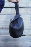 Vintage Leather Knot-Handle Bucket Bag | Handmade Soft Cowhide Mini Handbag