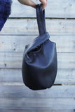 Vintage Leather Knot-Handle Bucket Bag | Handmade Soft Cowhide Mini Handbag