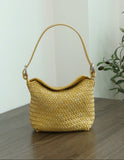 Handwoven Full Grain Leather Hobo Bag | Vintage Basketweave Shoulder & Crossbody Bag