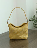 Handwoven Full Grain Leather Hobo Bag | Vintage Basketweave Shoulder & Crossbody Bag