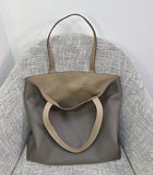 Reversible Full Grain Togo Leather Tote Bag | Two-Tone Everyday Carry Bag
