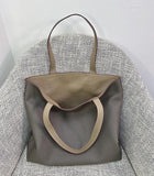 Reversible Full Grain Togo Leather Tote Bag | Two-Tone Everyday Carry Bag
