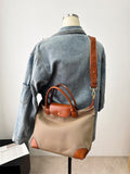 Recycled Nylon & Cowhide Leather Work Tote Bag – Handmade, 3 Sizes | Personalised Initials, Laptop Bag, Waterproof, Anti-Slip Strap