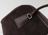 Vintage Suede Boston Bag for Women | Maillard-Tone Pillow Handbag with Detachable Strap | Niche Handcrafted Commuter Crossbody Bag