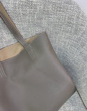 Reversible Full Grain Togo Leather Tote Bag | Two-Tone Everyday Carry Bag