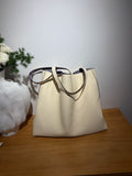 Reversible Full Grain Togo Leather Tote Bag | Two-Tone Everyday Carry Bag