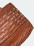 Handwoven Leather Tote Bag | Full Grain Cowhide Open Weave Shoulder Bag | Large Basket Tote | Boho Leather Handbag