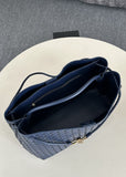 Cowhide Leather Knotted Intrecciato Shoulder Bag | Woven Handbag With Metal Buckle, Daily Fashion Designer Bag, Woven Shoulder Purse