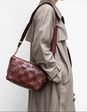Handwoven Full Grain Leather Crossbody Bag | Vintage Women's Shoulder Bag