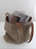Reversible Full Grain Togo Leather Tote Bag | Two-Tone Everyday Carry Bag