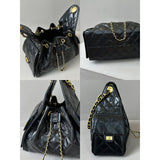 Quilted Diamond Leather Drawstring Hobo Bag – Gold Chain Strap | Lambskin & Cowhide Shoulder Bag for Women