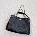 Quilted Lambskin and Suede Leather Chain Tote Bag | Women's Vintage Two-Tone Shoulder & Crossbody Bag