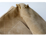 Quilted Suede Chain Flap Bag for Women | Vintage Matte Cowhide Shoulder & Crossbody Messenger Purse | Diamond-Quilted Autumn Winter Bag in Four Sizes
